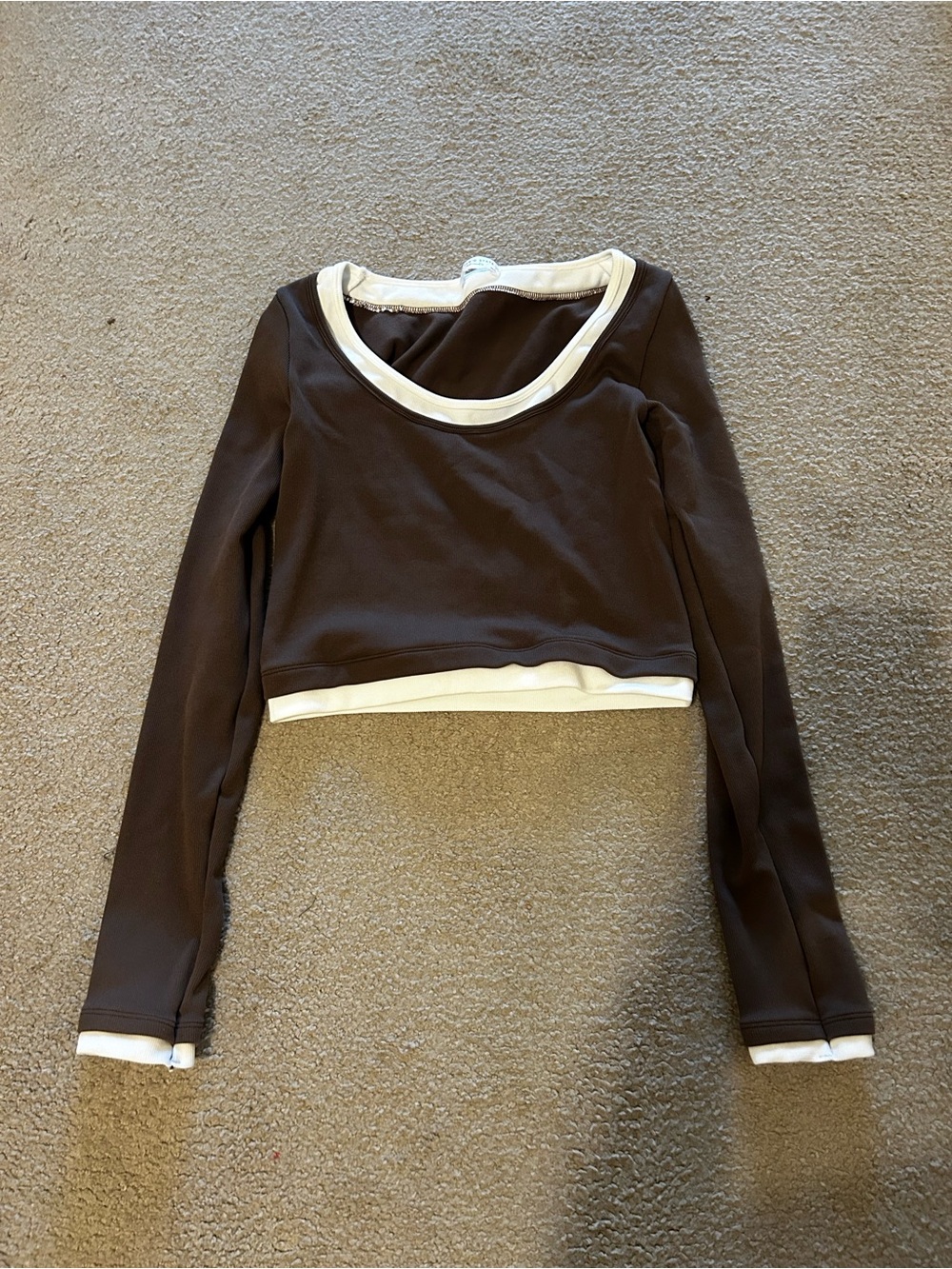 Altar'd State Intimates M/L Brown & White Layered Long Sleeve Top